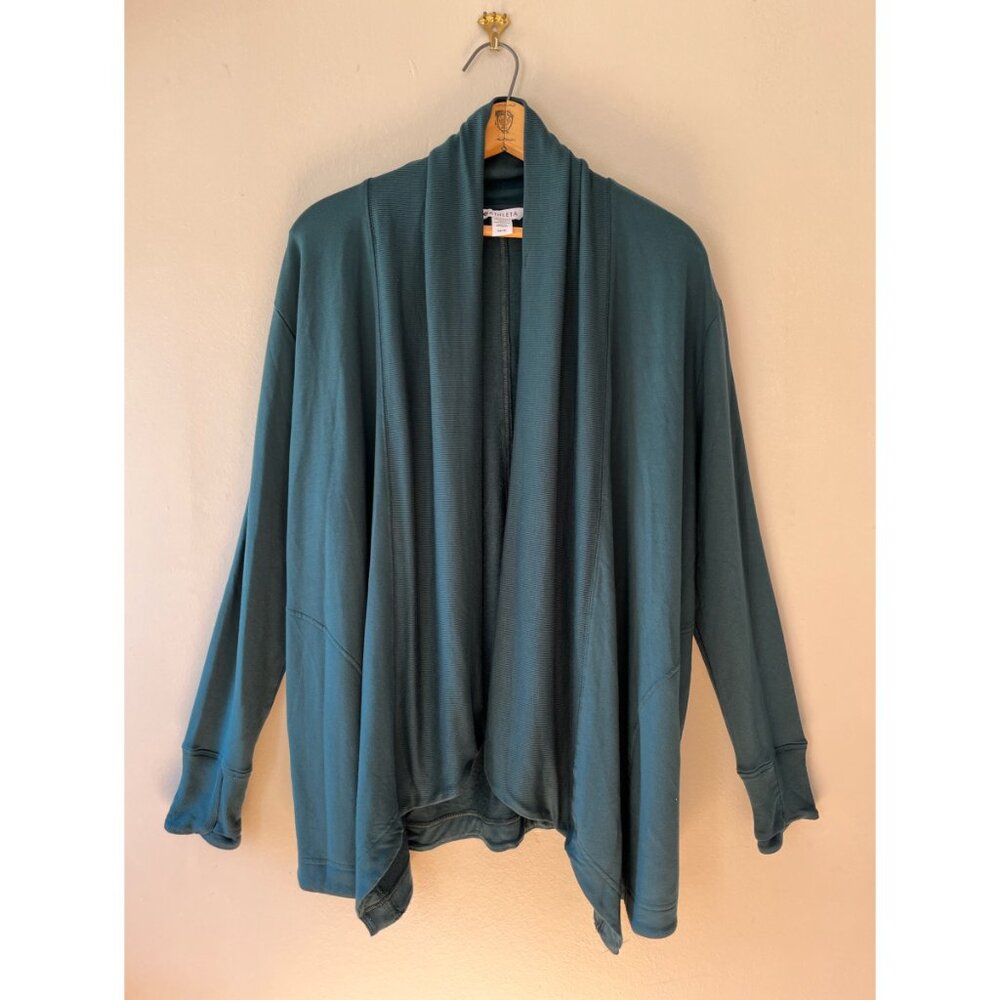 Athleta Forest Green Draped Open-Front Cardigan - Picture 2 of 8